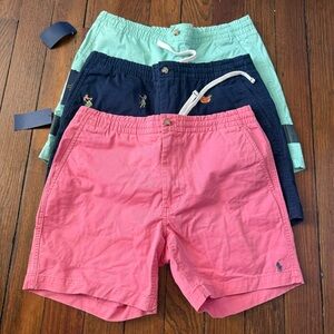 3 pairs of Polo Ralph Lauren classic fit 6” shorts - pink, navy, and seafoam